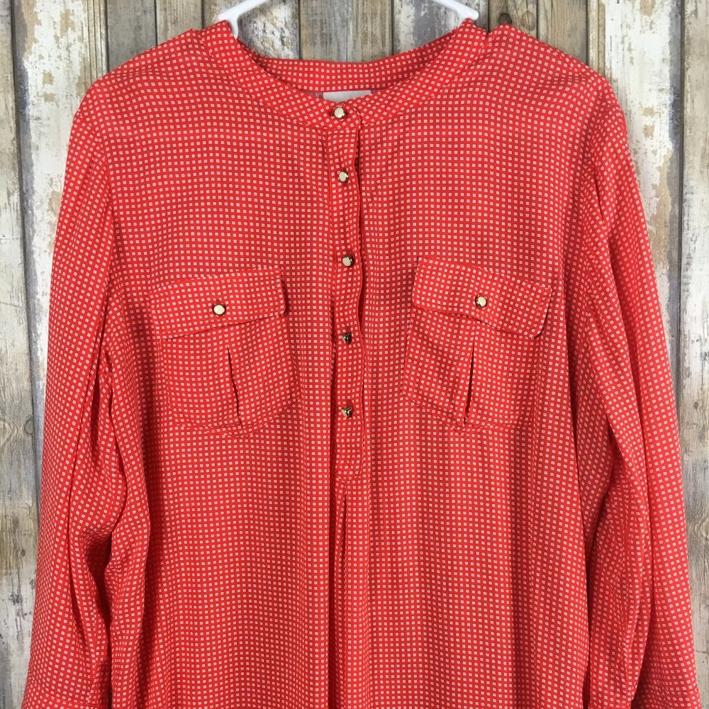STYLUS Button Down Long Sleeve Sheer Top